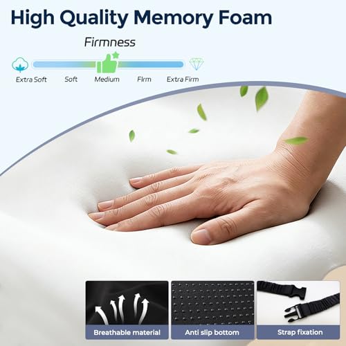 Ergonomic Seat Cushion with Adjustable Strap, Memory Foam Office Chair Seat Cushion with L-Shaped Design, Car Seat Cushion Fits for Truck Driver Semi Truck, Gaming Chair, Desk, Black - color: Black
