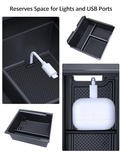 for Tesla Center Console Organizer Model Y Juniper Model 3 Highland Accessories 2025 2026 Upgrade Refreshed Car Organizer Storage Tray Hidden Storage Box Cup Holder Armrest Lower Tray 6PCS - size: Juniper & Highland (Style 4)