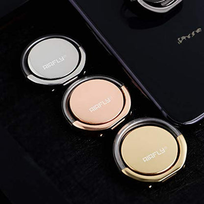 AirFly Phone Finger Ring Holder, 4 in 1, Universal Metal Phone Ring, Table Stand Kickstand, Car Vent Mount, Finger Grip Compatible All Smartphones (Rose Ring) - size: Rose Ring