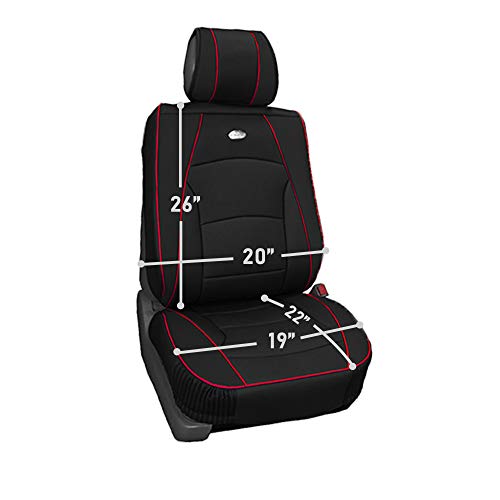 FH Group Front Set Faux Leather Seat Cushions - Car Seat Covers for Low Back Seat, Universal Fit, Airbag Compatible Car Seat Cover for SUV, Sedan, Solid Black - color: Black, style: Front Set