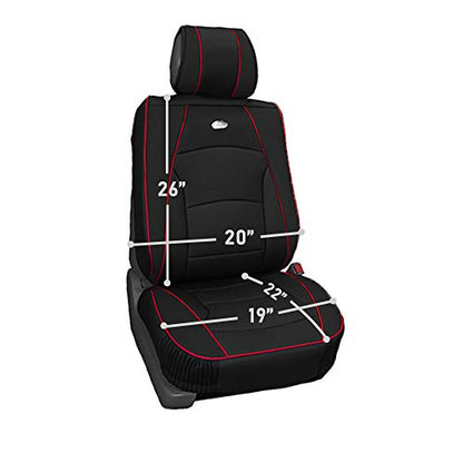 FH Group Front Set Faux Leather Car Seat Cushions - 2 Pack Seat Covers for Cars Trucks, SUV, Waterproof Car Seat Cover, Universal Fit, Black Red Trim - color: Black Red Trim, style: Front Set