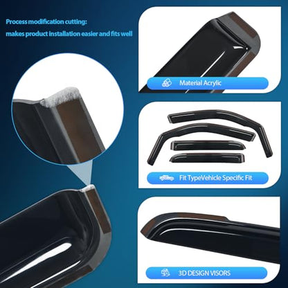 Nilight in Channel Rain Guards for Dodge RAM 1500 2019 2020 2021 2022 2023 2024 Quad Cab Original Window Deflectors, Vent Window Visors-4PCS - size: Ram 1500 2019-2024 Quad Cab