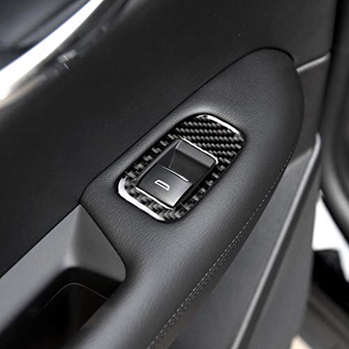 NVCNX Carbon Fiber Compatible with Cadillac XT6 2020-2025 / XT5 2017-2025 2018 2019 2020 2021 2022 2023 2024 Accessories Car Door Sides Window Lift Switch Button Panel Cover Interior Trim - color: Window Lift Switch Button Panel