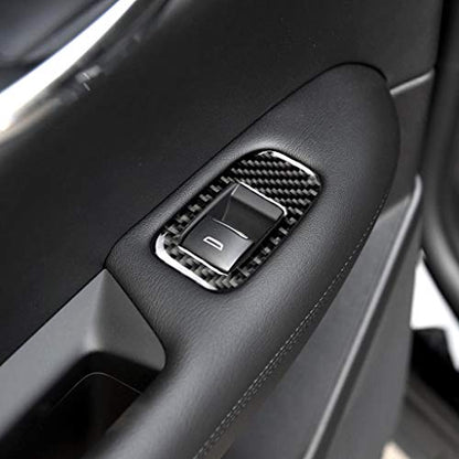 NVCNX Carbon Fiber Compatible with Cadillac XT6 2020-2025 / XT5 2017-2025 2018 2019 2020 2021 2022 2023 2024 Accessories Car Door Sides Window Lift Switch Button Panel Cover Interior Trim - color: Window Lift Switch Button Panel