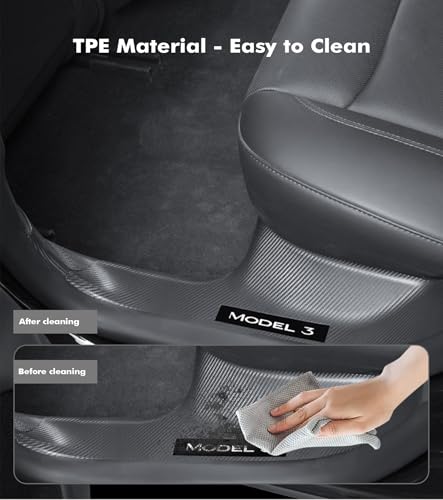 PM Auto Door Sill Trim Protector for Tesla Model 3 Highland 2023-2025 Accessories Scuff Plate Hallway Protector Vehicles Automotive Door Entry Guard Accessories 2025 2026 Refresh