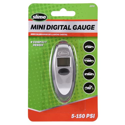 Slime 20112 Tire Gauge, Mini Digital, 5-150 psi, Compact and Accurate - size: Mini, style: Digital