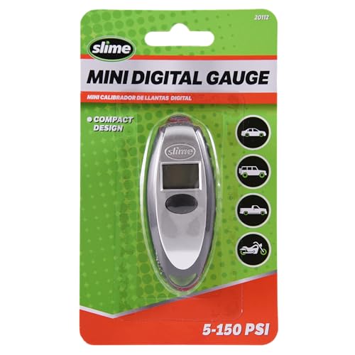 Slime 20112 Tire Gauge, Mini Digital, 5-150 psi, Compact and Accurate - size: Mini, style: Digital
