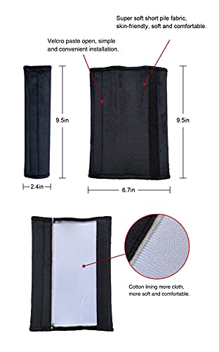 Tianmei 2 Pcs Universal Car Seatbelt Pads Cover, Carseat Belt Shoulder Strap Protector for Adults and Kids (Pure Black) - color: Black - 2PCS