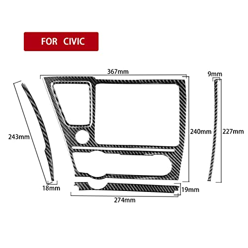 Real Carbon Fiber Car Center Console Air Vent Multimedia Navigation Screen AC Control Panel Interior Trim Sticker Cover Compatible with Honda Civic 9 Coupe/Sedan 2013-2015 Accessories Black - Kit - color: Center Console Multimedia Navigation Display Scree