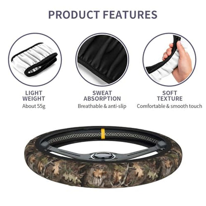Camo Steering Wheel Covers Non Slip Neoprene Universal 15 Inch Steering Wheel Protector Car Cover for Men Women - color: Camo