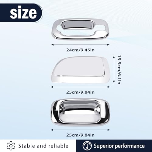 Chromed Exterior Door Handle Cover Caps & Rear Tailgate Handle Cover & Door Side Rearview Mirror Caps 12Pcs Exterior Cover Set Fit for Silverado 1999-2006 Sierra 1999-2006 Yukon 2000-2006
