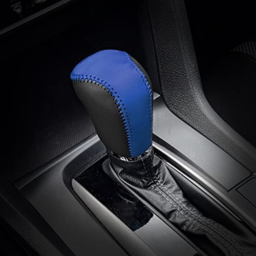 Compatible with DIY Genuine Leather Gear Shift Knob Cover Interior Accessories Protective Decoration for Honda 10th Civic 2016 2017 2018 2019 2020 Black Blue with Blue Stitches - color: 2016-2020 Blue Stitches