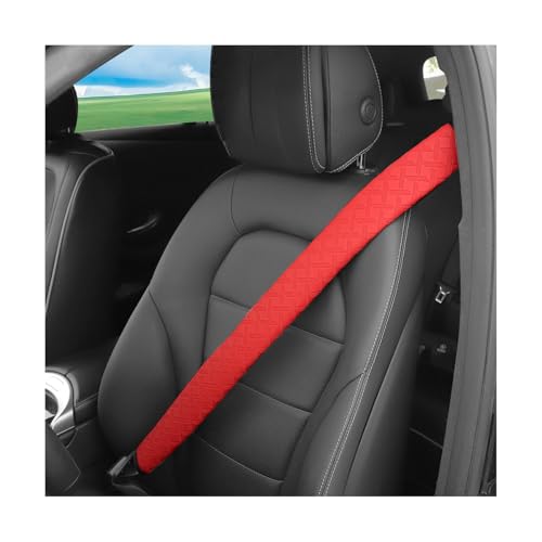 2PCS Extra Long Car Seatbelt Cover, 29.53 inches Soft Leather Vehicle Safety Seat Belt Strap Cushion, Comfortable Auto Shoulder Neck Chest Protection Pads Accessories, Extremely Long (Red) - color: Red/29 inches