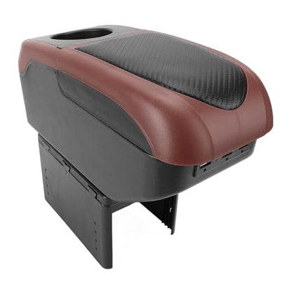Car Armrest Box with 6 USB Charging Ports - Double Layer Console for SUV, Truck, and Car (Brown) - color: Brown