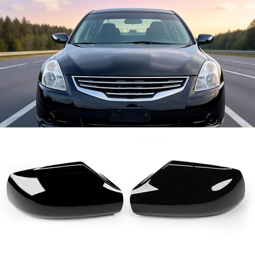 Moonlinks 1Pair Compatible with 2007 2008 2009 2010 2011 2012 Nissan Altima 2.5L Mirror Cover Replacement, Glossy Black Left Driver Side & Right Passenger Side Door Rearview Side Clip-on Mirror Cap - color: Pair Black