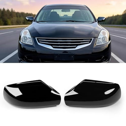 Moonlinks 1Pair Compatible with 2007 2008 2009 2010 2011 2012 Nissan Altima 2.5L Mirror Cover Replacement, Glossy Black Left Driver Side & Right Passenger Side Door Rearview Side Clip-on Mirror Cap - color: Pair Black