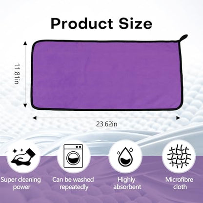 Hovom 3PCS Car Microfiber Towels, 23.62"×11.81" Lint-Free Microfiber Towels for Cars Wash Drying, Super Absorbent Cleaning Cloths, Reusable Washing & Detailing Towel, Car Cleaning Supplies (Purple) - color: Purple