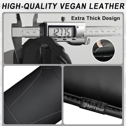 BestEvMod Thickened Center Console Armrest Pad Cover Compatible with Tesla Model Y Juniper 2026 2025 Extra Soft Microfiber Vegan Leather Protector Seat Armrest Cover OEM Style (Black) - color: Black-Thickened, size: Juniper