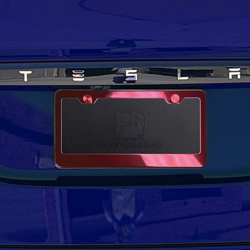 T304 Stainless Steel License Plate Frame – 8K Mirror Polish Finish, Rust-Resistant, Slim Design, Universal Fit, Includes Screw Caps, Washers & Stainless Steel Screws (Candy Red) - color: Candy Red
