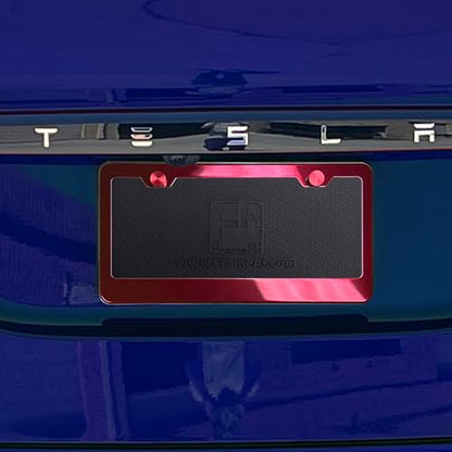 T304 Stainless Steel License Plate Frame – 8K Mirror Polish Finish, Rust-Resistant, Slim Design, Universal Fit, Includes Screw Caps, Washers & Stainless Steel Screws (Candy Red) - color: Candy Red