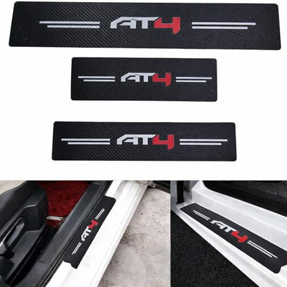 Set AT4 Car Threshold Scuff Strip, Anti-trampling Sticker, Carbon Fiber Door Sill Protector for GMC Sierra Yukon AT4