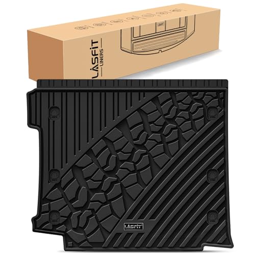 LASFIT Trunk Mat for Jeep Wrangler JL 2018-2025 2026 4 Door Cargo with SUBWOOFER, All Weather TPE Custom Fit Cargo Mat Fit for Flat Load Floor Gas Type, Black (Not for JK/Not PHEV/Not 2-Door) - style: Wrangler JL 2018-2026 (with Subwoofer) Cargo Mat