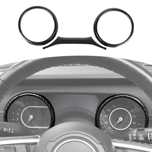 RT-TCZ for Jeep JL Dashboard Instrument Panel Gauges Trim Ring Cover for Jeep Wrangler JL JLU Gladiator JT 2018-2023 Black Carbon Fiber Interior Accessories 3pcs - color: Carbon Fiber