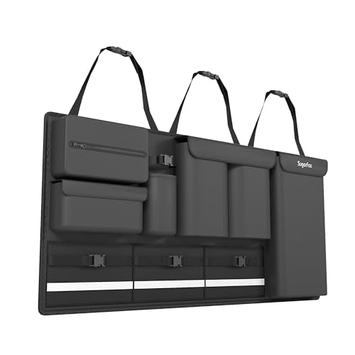 SugarFox Backseat Hanging Trunk Organizer for SUVs, Cars, Trucks & MPVs | Multi-Pocket Storage with Anti-Slip Straps | Space-Saving Auto Accessory | Gift for Drivers | Black, 37.8" x 18.1" - K230 - color: Oxford fabric-Black