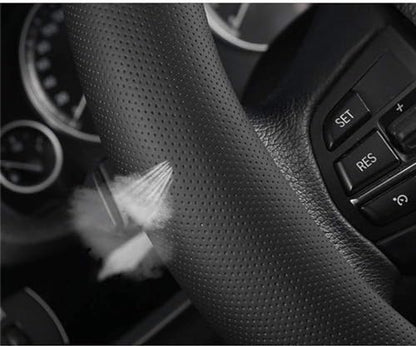 KAFEEK Classic Carbon Fiber Steering Wheel Cover, Universal 15 inch, Breathable Microfiber Leather, Gray - color: Gray, size: Standard Size[14.5"-15"]