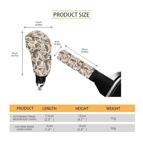 Handbrake and Gear Shift Knob Cover 2 Piece Automobile Hand Brake Cover Car Interior Accessories - color: Duck Camo-D