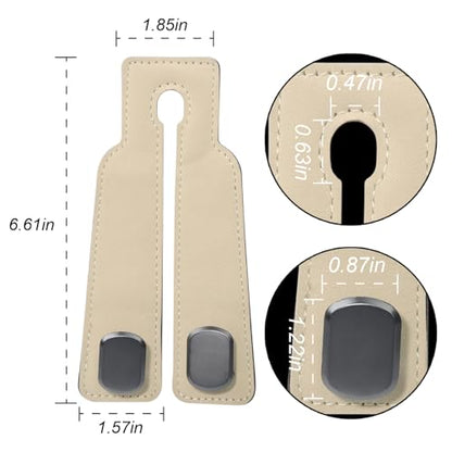 Purse and Bag Hook for Car, Zinc Alloy Seat Headrest Hooks, Upgraded Leather Car Seat Back Purses Hanger and Bags Holder (Beige, 2Pack) - color: Beige
