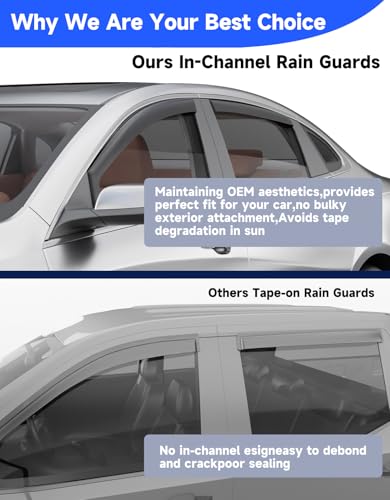 in-Channel Window Rain Guards Fit for Chevy Malibu 2016-2025(9 Gen),Rain Guards Visors Vent Visors Window Deflector, Vent Shades Car Accessories -4 pcs - size: Fit for 2016-2025 Chevy Malibu(9 Gen)