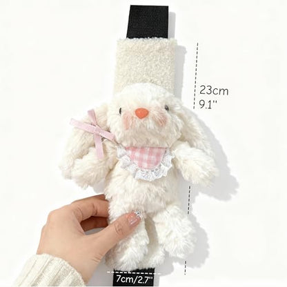 2 PCS Seat Belt Cover Pad, Cute Kawaii Animal Bunny Seatbelt Covers for Kids and Adults, Winter Plush Fluffy Soft Seat Belt Cover, Cartoon Seatbelt Cushion,Car Seat Strap Pads (A-Bunny(Pink)) - color: A-Bunny(Pink)