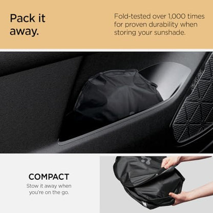 Spigen Triple-Coated CryoShade Front Windshield Sunshade (Reinforced Velcro Strap) Designed for Rivian R1T & R1S - size: Rivian R1s/R1t