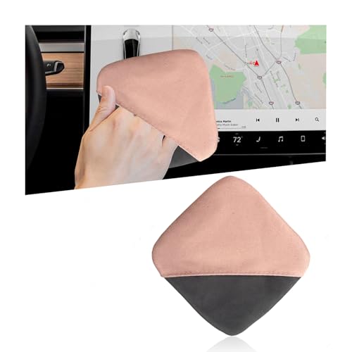 Ohleats Car Screen Cleaner, Microfiber Auto Screen Cleaning Pad, Foldable Touch Screen Cleaner Cloth for Vehicle Dashboard LCD Display, Interior Car Accessories - color: Pink&Gray,1Pcs