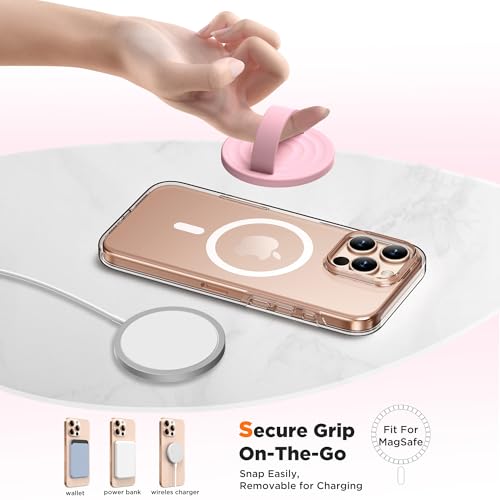 Magnetic Phone Grip Ring Holder, Liquid Silicone Magnet Cell Phone Grip Finger Loop, Compatible with Magsafe, Back of Phone for iPhone 17/16/15/14/13/12 Series, Pink - color: Pink