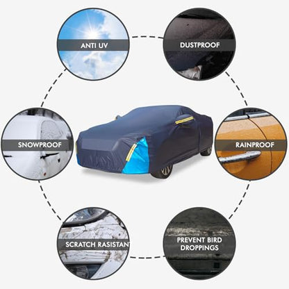 Car Cover Waterproof All Weather, 6 Layers Outdoor Full Exterior Cover Rain Sun UV Snowproof Protection with Zipper Cotton, Mirror Pocket for Mazda MX-5 - style: Mazda MX-5