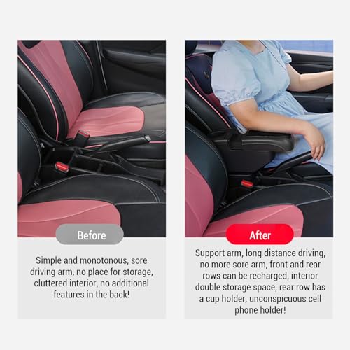 Acouto Car Armrest Box with 6 USB Charging Ports - Double Layer Console for SUV, Truck, and Car (Black) - color: Black