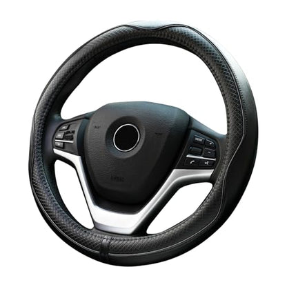 Rueesh Microfiber Leather Steering Wheel Cover Anti-Slip Matte Finish Auto Car Wheel Cover Universal 15 Inch Wheel Cover for Car Embossing Pattern Black Line - color: Black Line