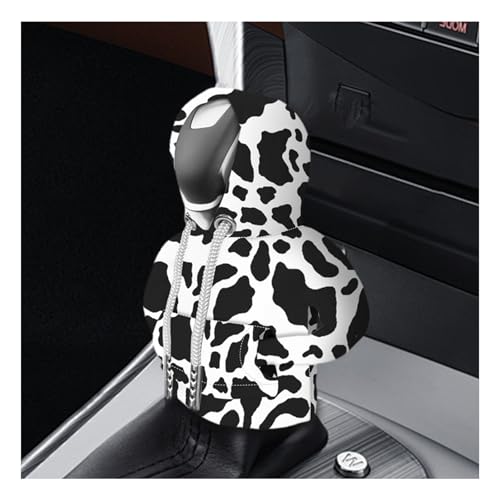 SuperKaKa Car Cow Print Gear Shift Knob Hoodie Cover- Universal Automotive Cute Gear Shifter Protector Covers,Comfortable Cars Interior Accessories for Men Women (Black Cow) - color: Cow Print