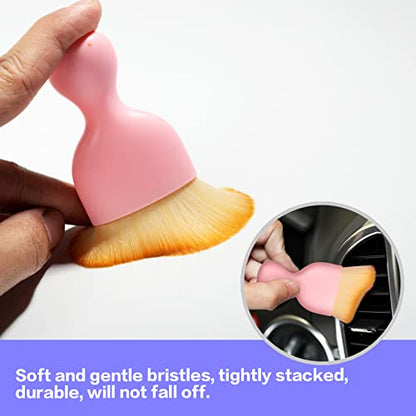 AOCISKA Car Interior Detailing Brush,Soft Bristle Cleaning Brush Car Detailing Brush Dusting Brush,Car Interior Cleaning Tool,Auto Detail Brush Car Dash Duster Brush (Pink with Cap) - color: Pink With Cap