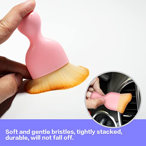AOCISKA Car Interior Detailing Brush,Soft Bristle Cleaning Brush Car Detailing Brush Dusting Brush,Car Interior Cleaning Tool,Auto Detail Brush Car Dash Duster Brush (Pink with Cap) - color: Pink With Cap