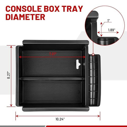 RED WOLF Center Console Organizer Tray for 2010-2024 Toyota 4 Runner Armrest Box Secondary Storage with Notched Edge Preserved Hole for Charging Cable Exactly Match Car Armrest