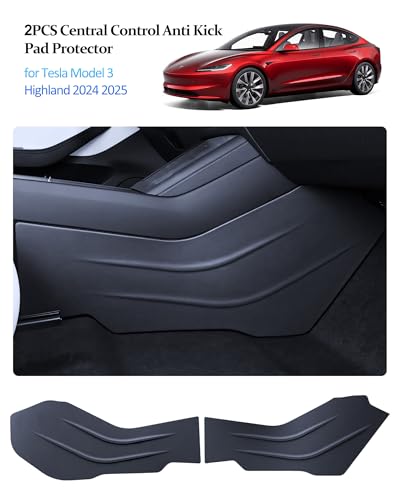 2PCS Center Console Front Side Anti-Kick Mats for Tesla Model 3 Highland 2024 2025 Accessories, TPE Seat Center Side Cover Pad Model 3 Anti-Dirty Waterproof Dust Resistant Protector Mat Cover - size: Model 3 Highland Anti Kick Pad