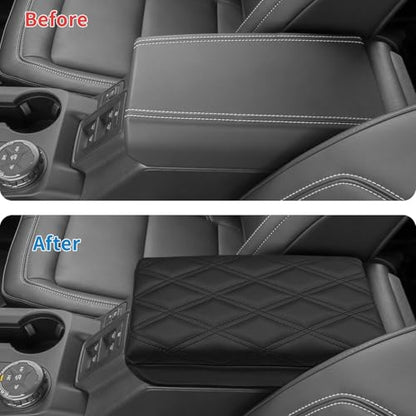 Zxiaochun Center Console Cover Compatible with Ford Bronco 2021 2022 2023 2024 2025 2026 2/4-Door, Armrest Lid Leather Protector Interior Accessories, Black - size: Black