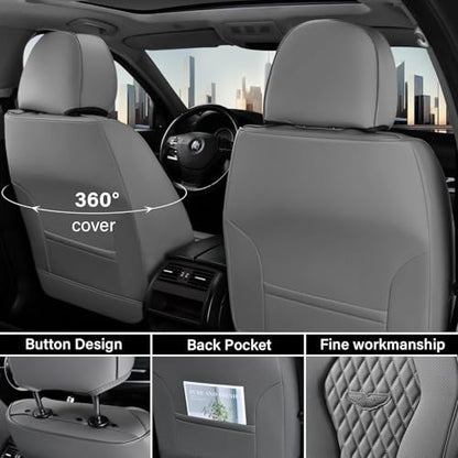 Coverado Seat Covers, Car Seat Covers Front Seats, Gray Car Seat Cover, Waterproof Car Seat Covers, Car Seat Cushion, Front Car Seat Covers Leatherette Car Seat Protector Universal Fit Most Cars - color: Gray-N, size: FrontPair