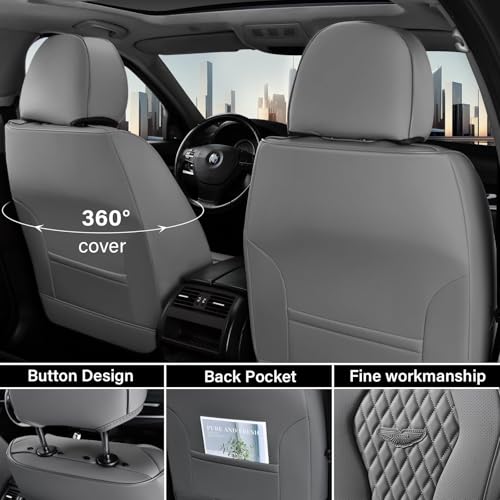 Coverado Seat Covers, Car Seat Covers Full Set, Gray Car Seat Cover, Car Seat Cushion Waterproof, Car Seat Covers Front Seats Back Seat Covers, 8839 Car Seat Protector Universal Fit Most Cars - color: Gray-N, size: FullSet