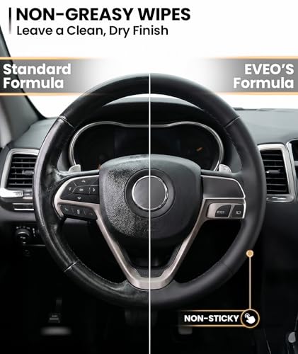 EVEO Car Wipes Interior Cleaning Kit -3-in-1 Car Cleaning Wipes Car Interior Wipes | Interior Car Wipes, Car Cleaning Kit Interior & Exterior - Protectant, Glass and Cleaning All Surfaces (90 Wipes)