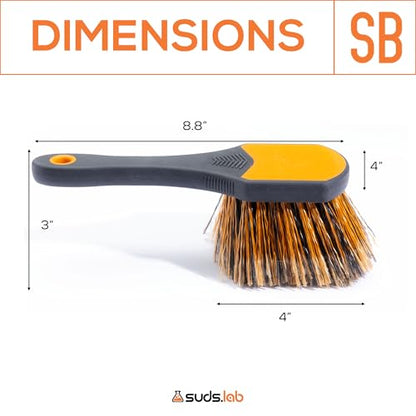 Suds Lab Wheel Spoke Brush Rubberized Handle Soft Bristle Car Detailing Wheel Brush, Rim, Wheel, Dust Cleaner Brush