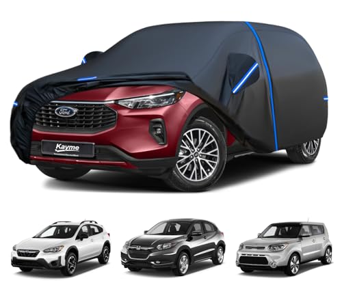 Kayme SUV Car Cover Custom Fit for Ford Escape, Honda HR-V HRV, Kia Soul, Subaru Crosstrek, Windproof Upgraded & 100% Waterproof. All-Weather Full Exterior Cover Sun Snow Protector with Door Zipper. - size: Fit for Ford Escape,Honda HRV,Subaru Crosstrek